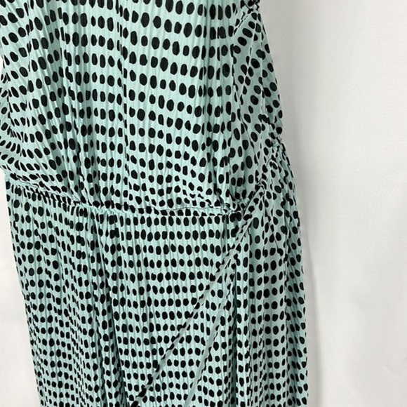 Zara‎ Polka Dot Low Back Lightweight Slip-on Aqua Black Maxi Dress Size S - Picture 4 of 10